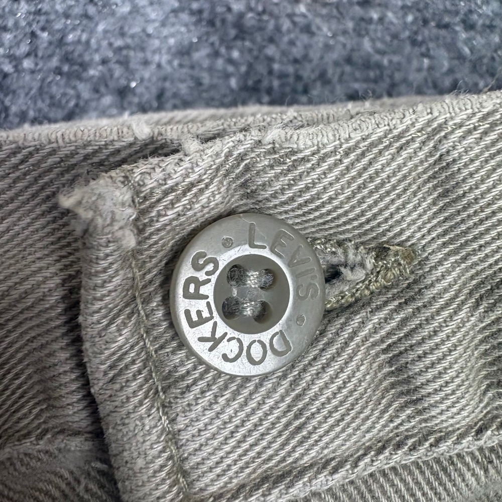 Dockers Chinos Mens 34x30 Khaki Grey Pleated Cotton Pants Vintage Made in USA - Picture 3 of 10